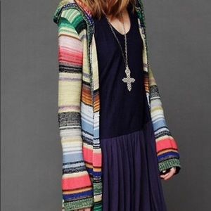Free People Long Sleeve Rainbow Duster w/ Hood